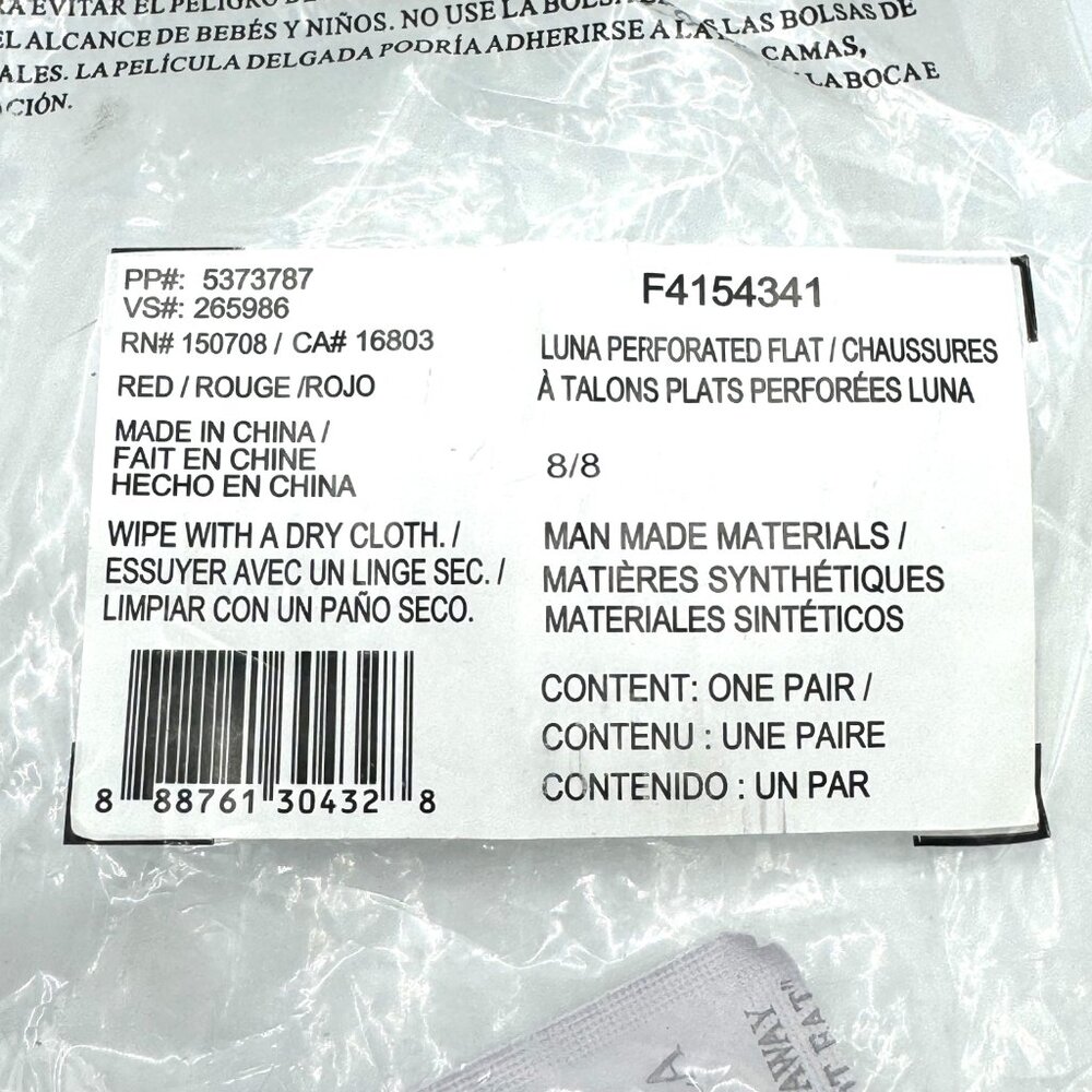 Cushion Walk by Avon Luna Perforated Flat / Chaussures Red Shoes Size 8 - Picture 9 of 10